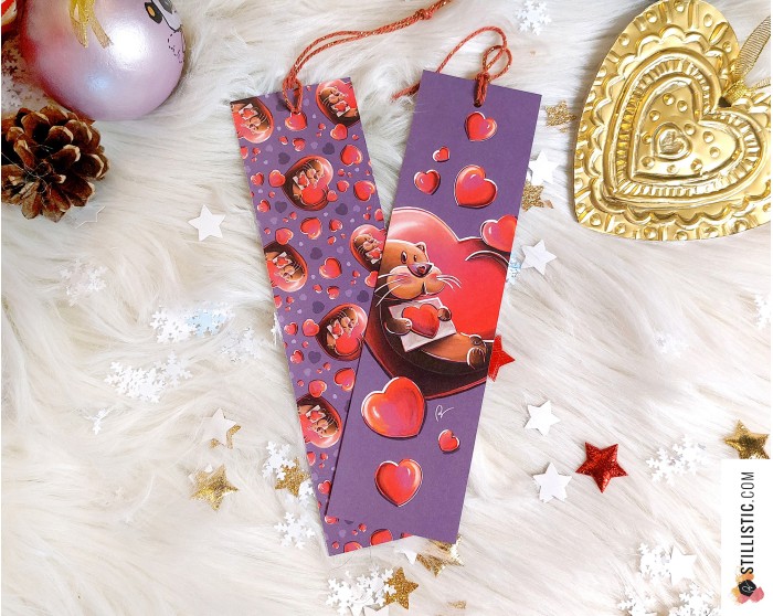 Marque-page Loutre coeur en papier recyclé