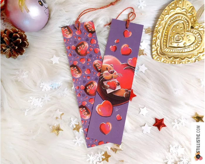 Marque-page Loutre coeur en papier recyclé