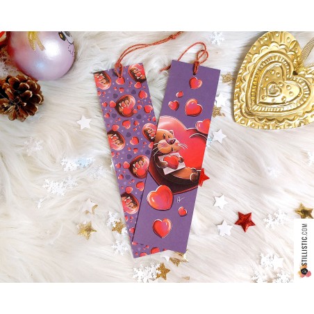 Marque-page Loutre coeur en papier recyclé