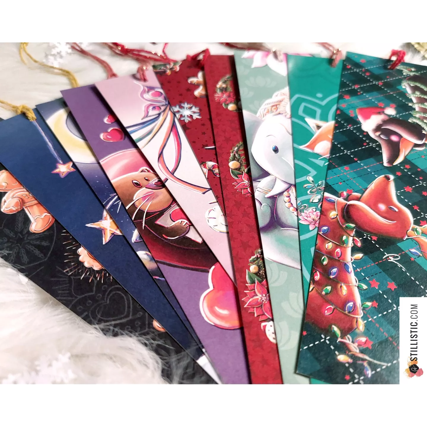 Marque-page Teckels de Noël en papier recyclé