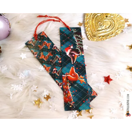 Marque-page Teckels de Noël en papier recyclé