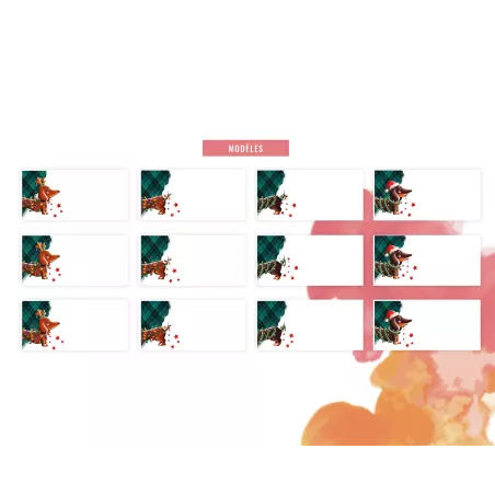 Marque-places Teckels de Noël à imprimer