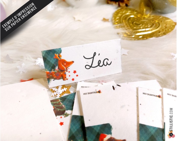 Marque-places Teckels de Noël à imprimer