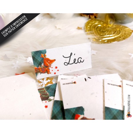 Marque-places Teckels de Noël à imprimer