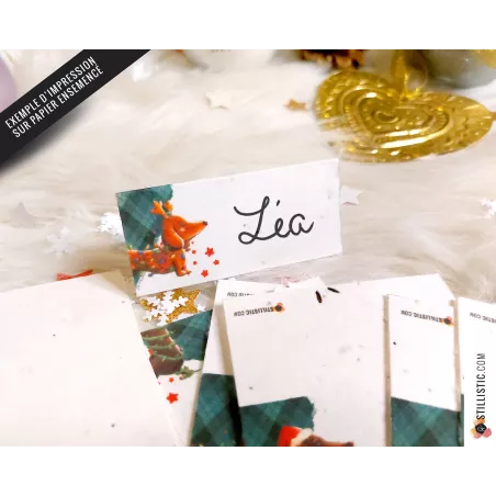 Marque-places Teckels de Noël à imprimer