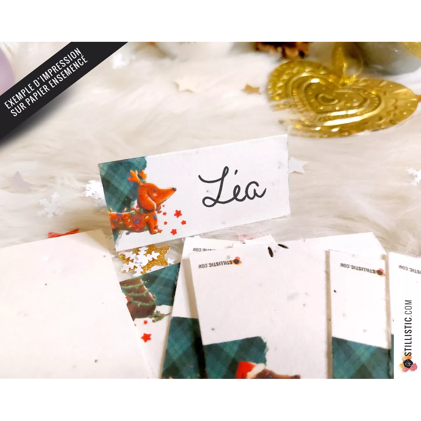 Marque-places Teckels de Noël à imprimer