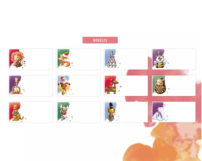Marque-places Animaux de Noël à télécharger et imprimer