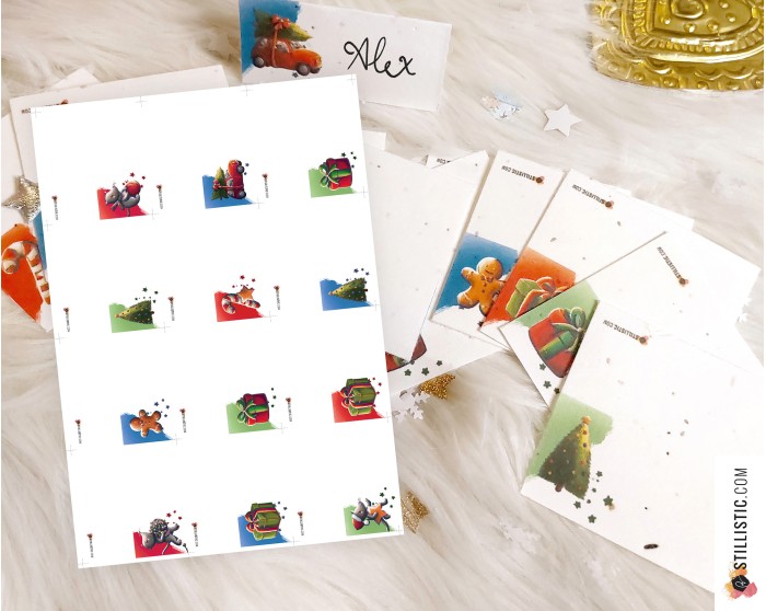 Marque-places Souris de Noël à imprimer