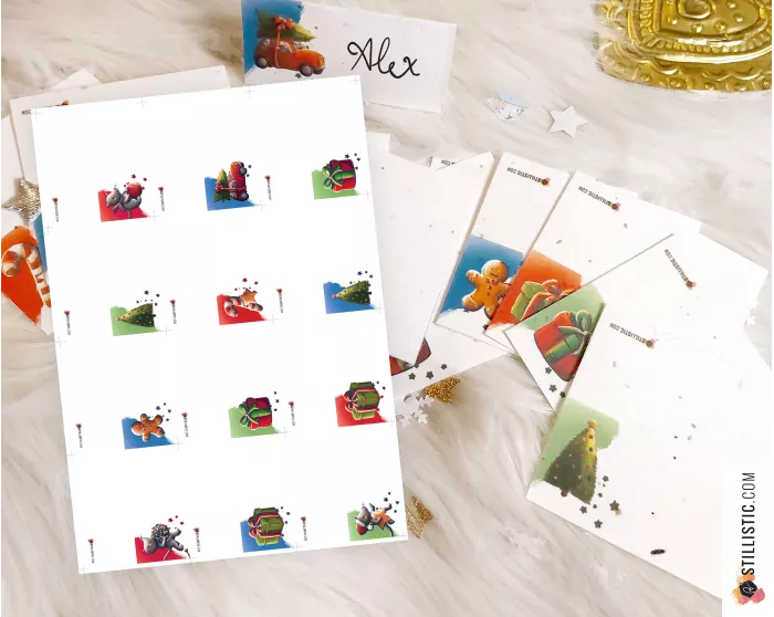 Marque-places Souris de Noël à imprimer