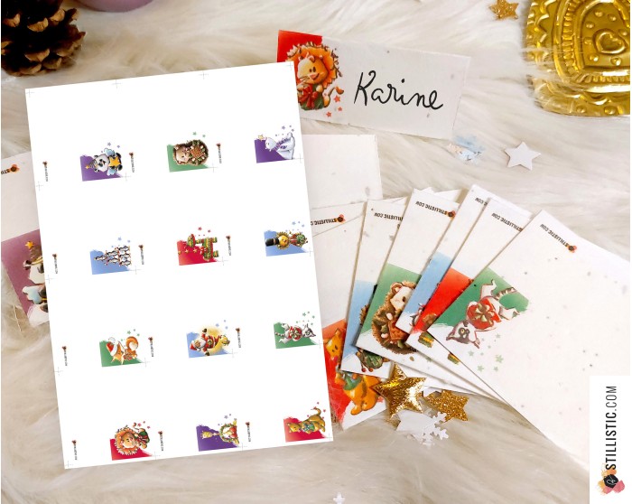 Marque-places Animaux de Noël à télécharger et imprimer
