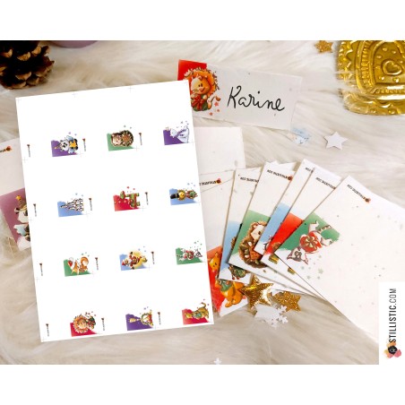 Marque-places Animaux de Noël à télécharger et imprimer