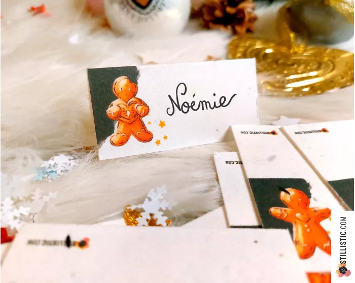 Marque-places Coeurs ex-voto et pains d'épices de Noël à planter (éco-responsable)