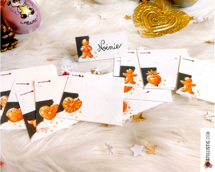 Marque-places Coeurs ex-voto et pains d'épices de Noël à planter (éco-responsable)