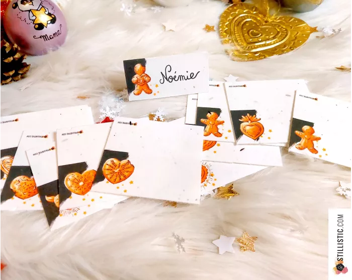 Marque-places Coeurs ex-voto et pains d'épices de Noël à planter (éco-responsable)