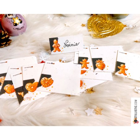 Marque-places Coeurs ex-voto et pains d'épices de Noël à planter (éco-responsable)