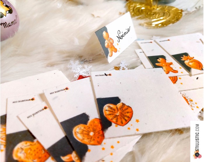 Marque-places Coeurs ex-voto et pains d'épices de Noël à planter (éco-responsable)