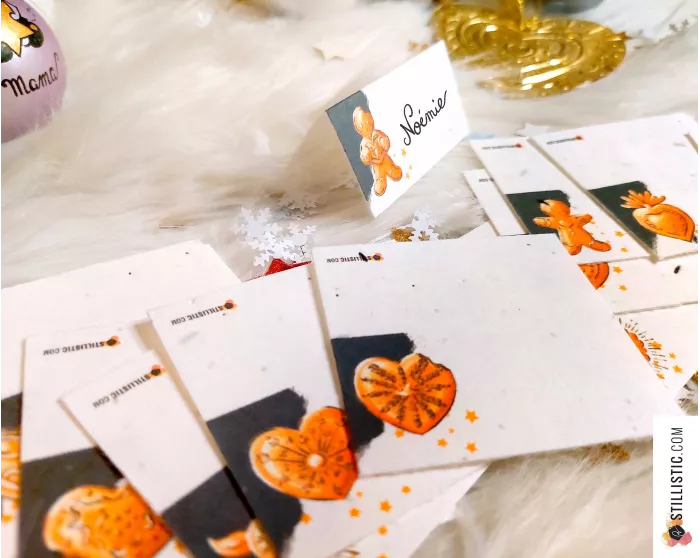 Marque-places Coeurs ex-voto et pains d'épices de Noël à planter (éco-responsable)