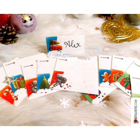 Marque-places Souris Noël à planter