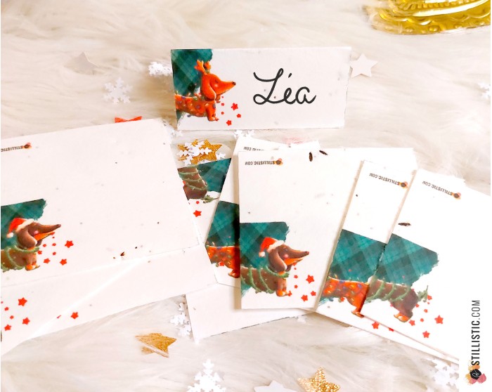 Marque-places Teckels Noël à planter