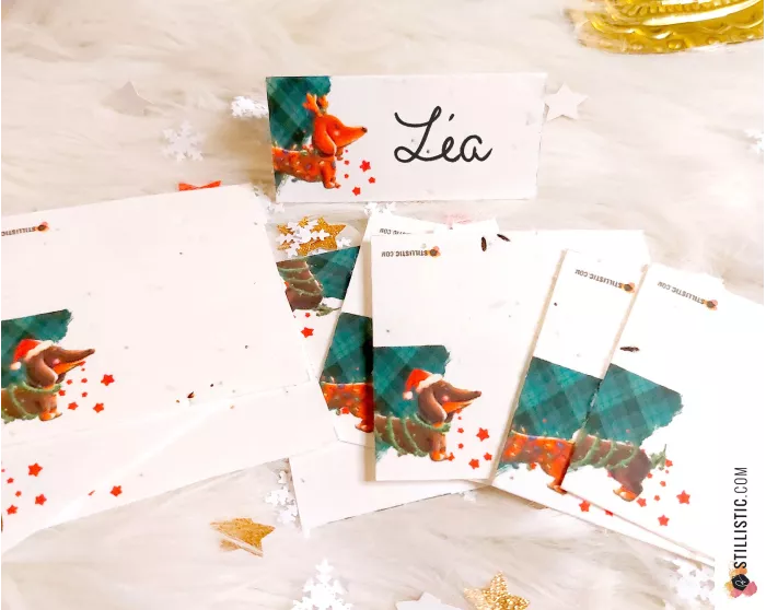 Marque-places Teckels Noël à planter