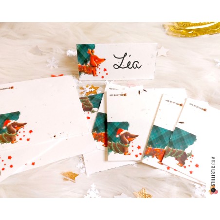 Marque-places Teckels Noël à planter