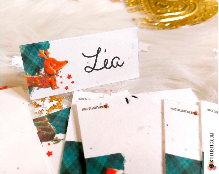 Marque-places Teckels Noël à planter