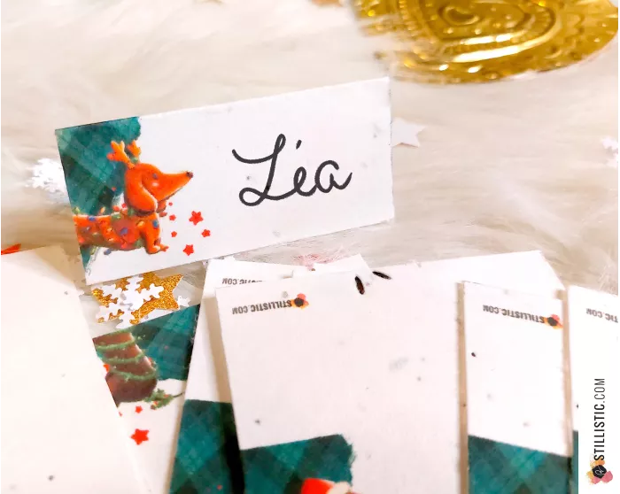 Marque-places Teckels Noël à planter