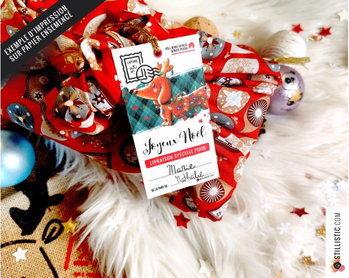 Etiquettes cadeaux Teckels de Noël à imprimer