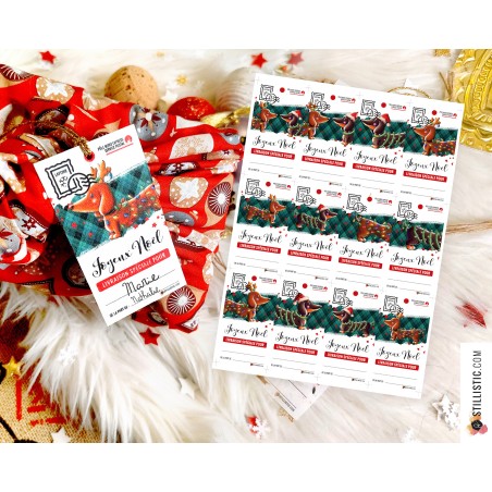 Etiquettes cadeaux Teckels de Noël à imprimer