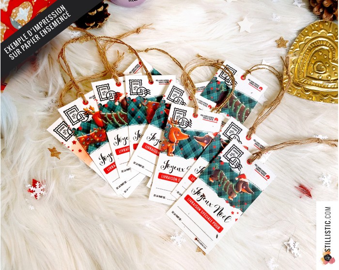 Etiquettes cadeaux Teckels de Noël à imprimer