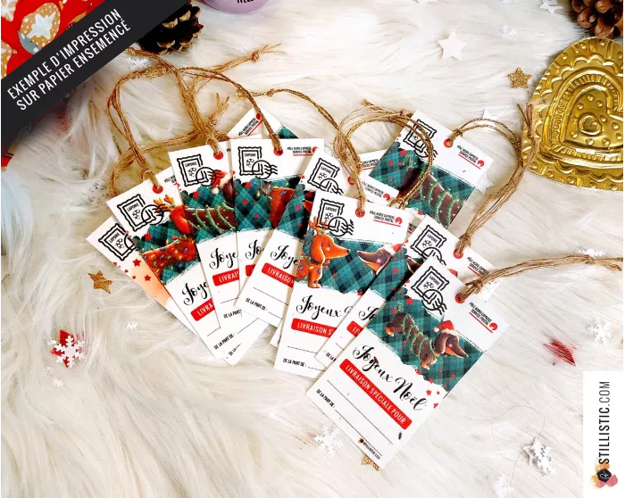 Etiquettes cadeaux Teckels de Noël à imprimer