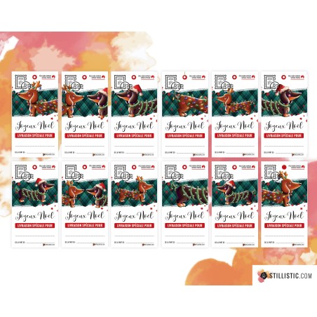 Etiquettes cadeaux Teckels de Noël à imprimer