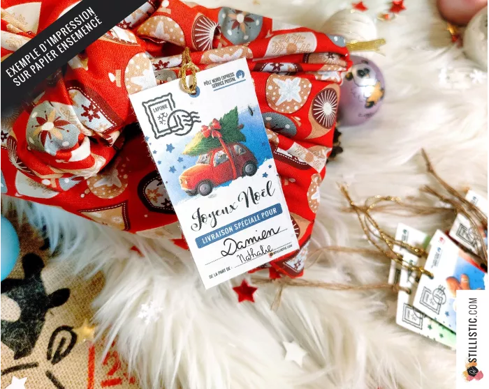 Etiquettes cadeaux Souris  de Noël à imprimer