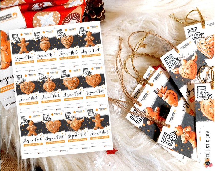 Etiquettes cadeaux Coeurs ex-voto de Noël à imprimer