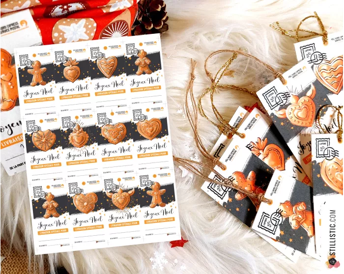 Etiquettes cadeaux Coeurs ex-voto de Noël à imprimer