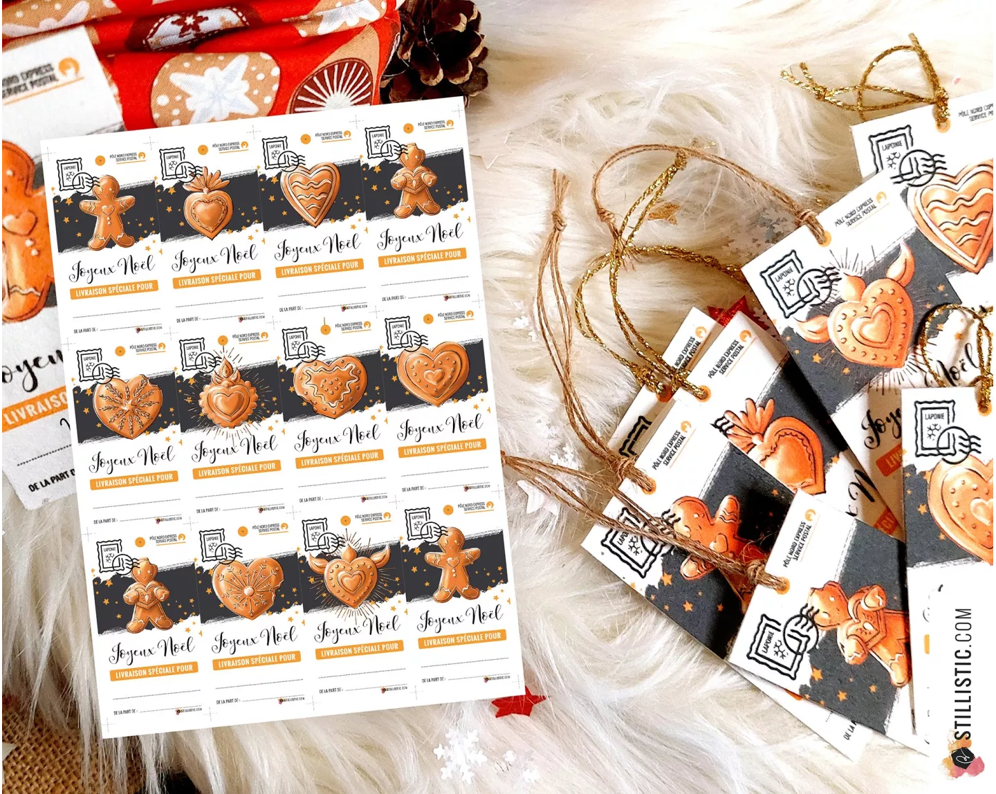 Etiquettes cadeaux Coeurs ex-voto de Noël à imprimer