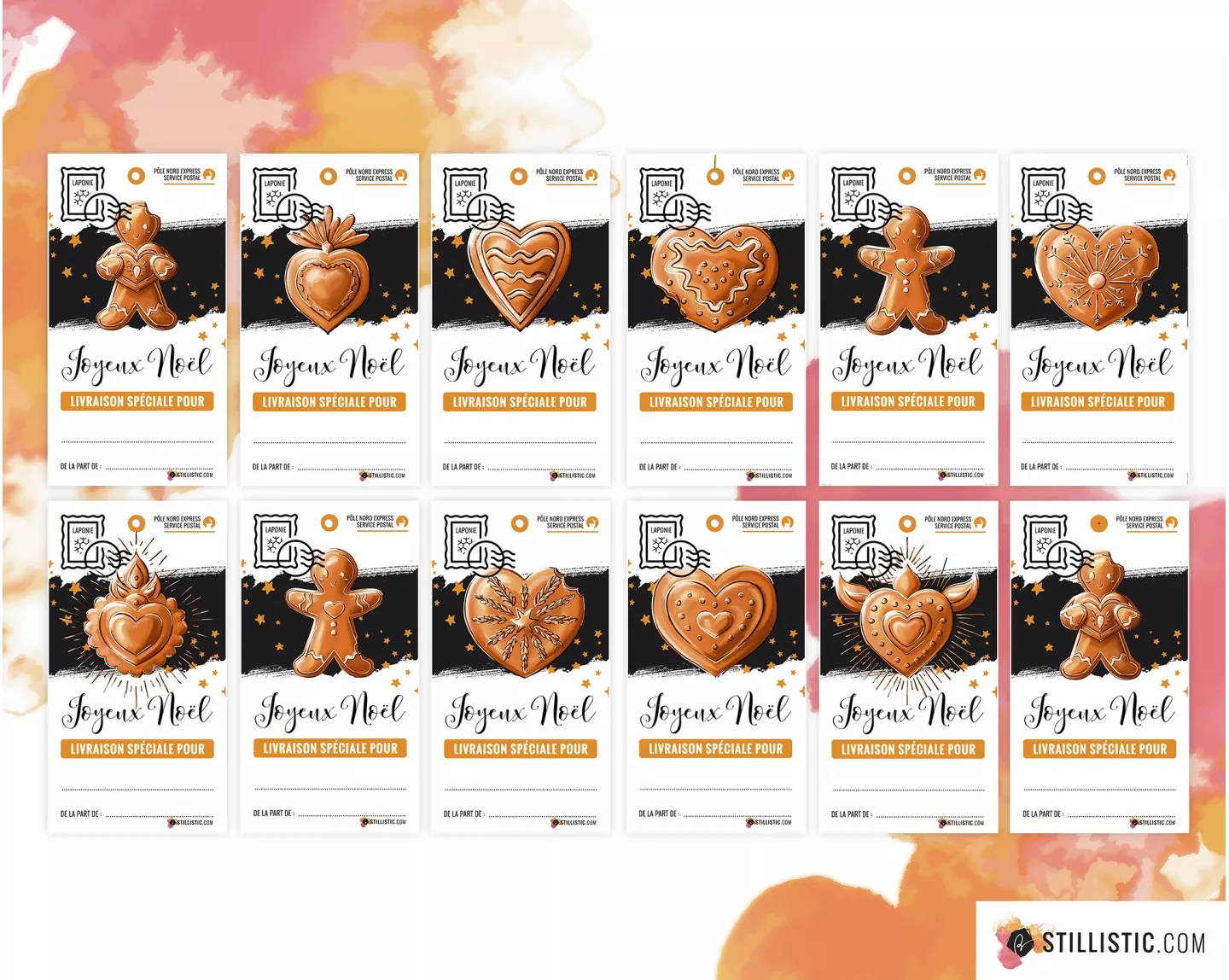 Etiquettes cadeaux Coeurs ex-voto de Noël à imprimer