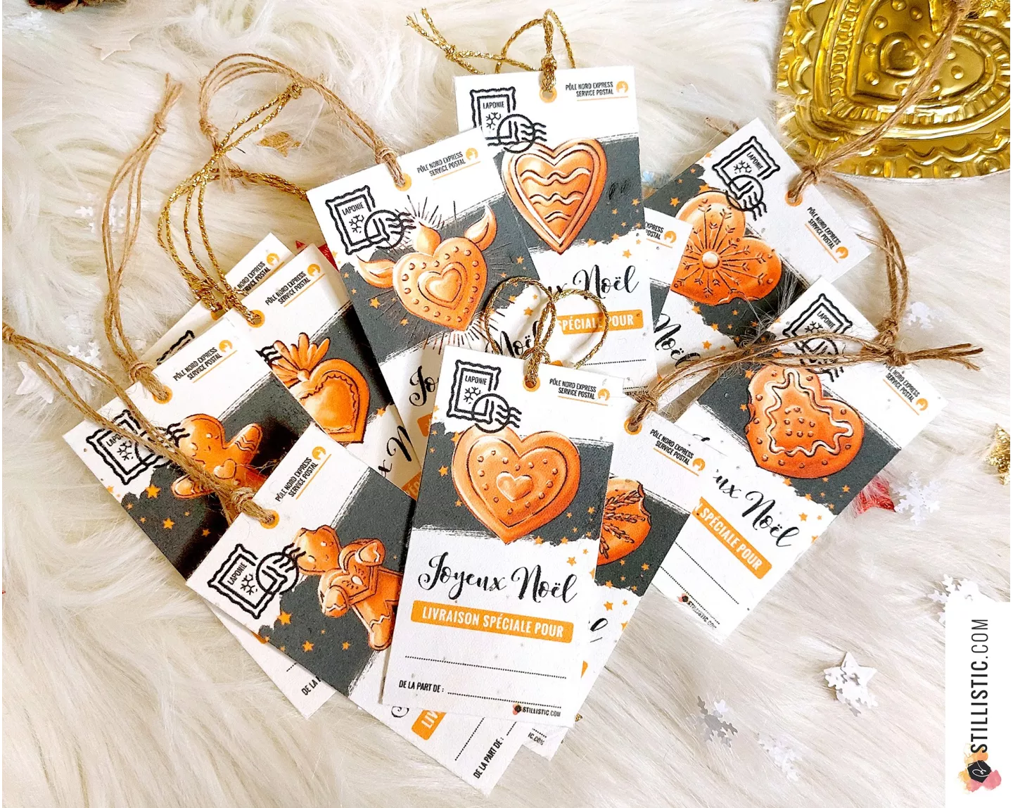 Etiquettes cadeaux Coeurs ex-voto et pains d'épices de Noël à planter (éco-responsable)