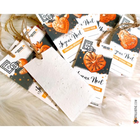 Etiquettes cadeaux Coeurs ex-voto et pains d'épices de Noël à planter (éco-responsable)