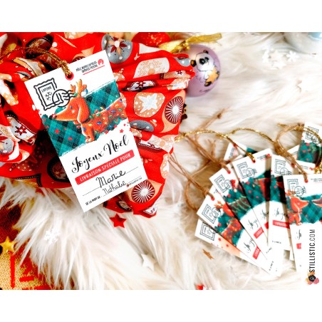 Etiquettes cadeaux teckels de Noël à planter