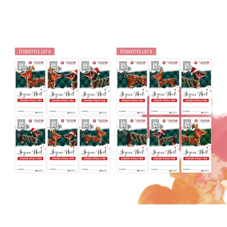 Etiquettes cadeaux teckels de Noël à planter