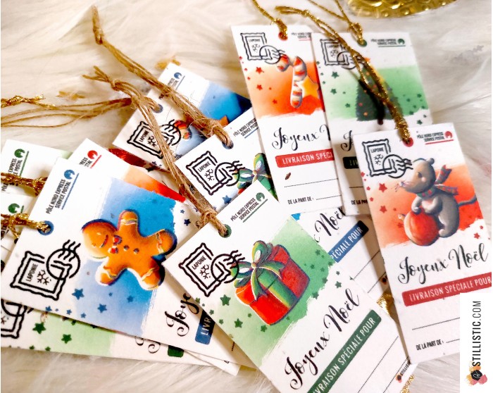 Etiquettes cadeaux souris de Noël à planter