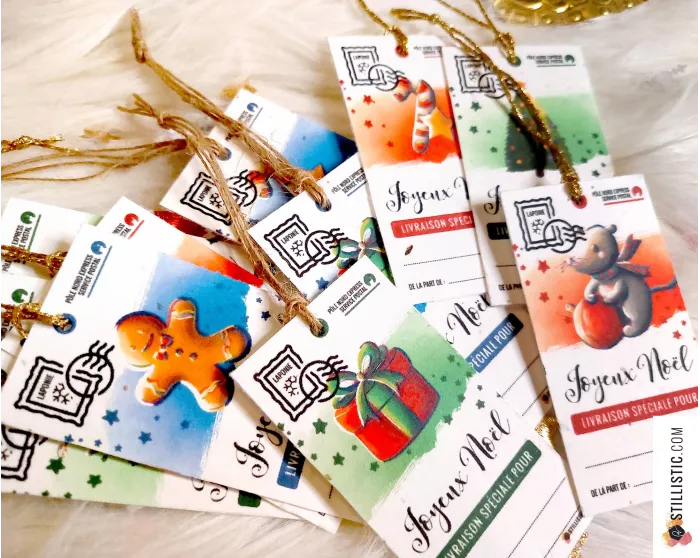 Etiquettes cadeaux souris de Noël à planter