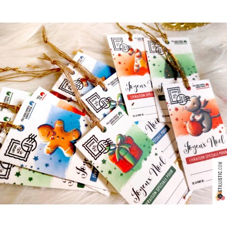 Etiquettes cadeaux souris de Noël à planter