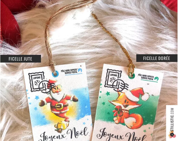 Etiquettes cadeaux souris de Noël à planter