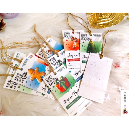 Etiquettes cadeaux souris de Noël à planter