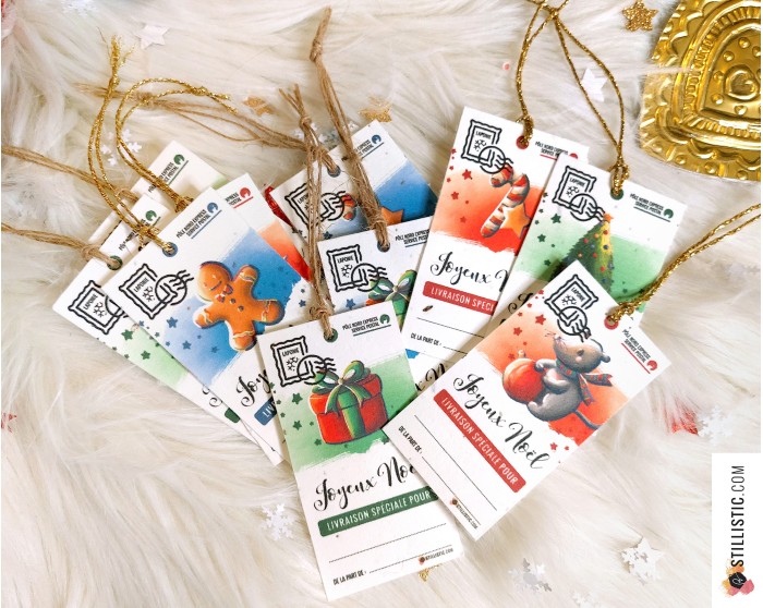 Etiquettes cadeaux souris de Noël à planter