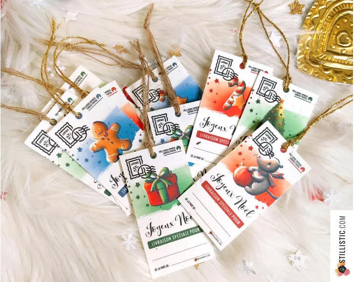 Etiquettes cadeaux souris de Noël à planter