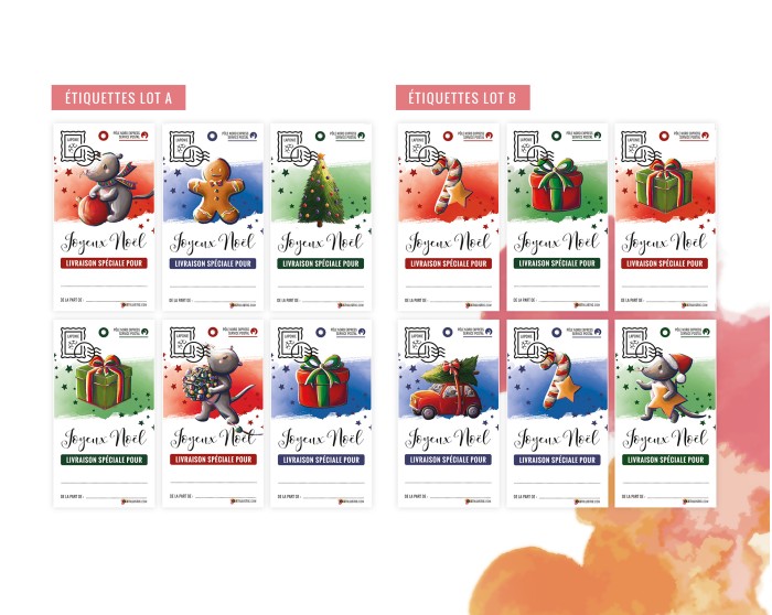 Etiquettes cadeaux souris de Noël à planter