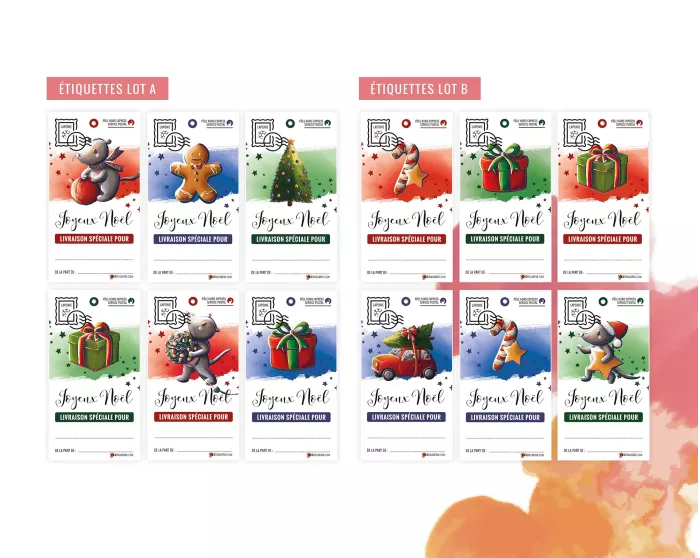 Etiquettes cadeaux souris de Noël à planter